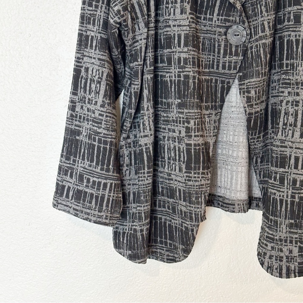 Dress to Kill Jacket‎ Blazer Single Button Artsy Lagenlook Pattern Gray One Size - Picture 4 of 7